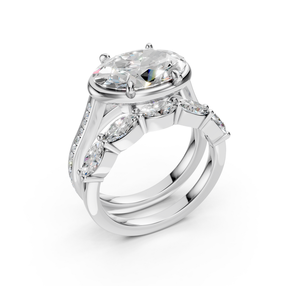 Oval East West Lab Diamond Bridal Set 4.05 ctw