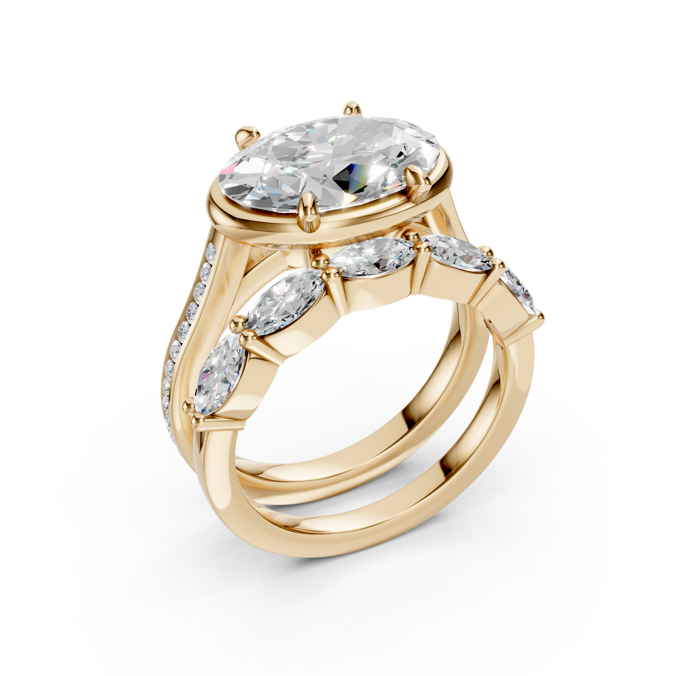Oval East West Lab Diamond Bridal Set 4.05 ctw