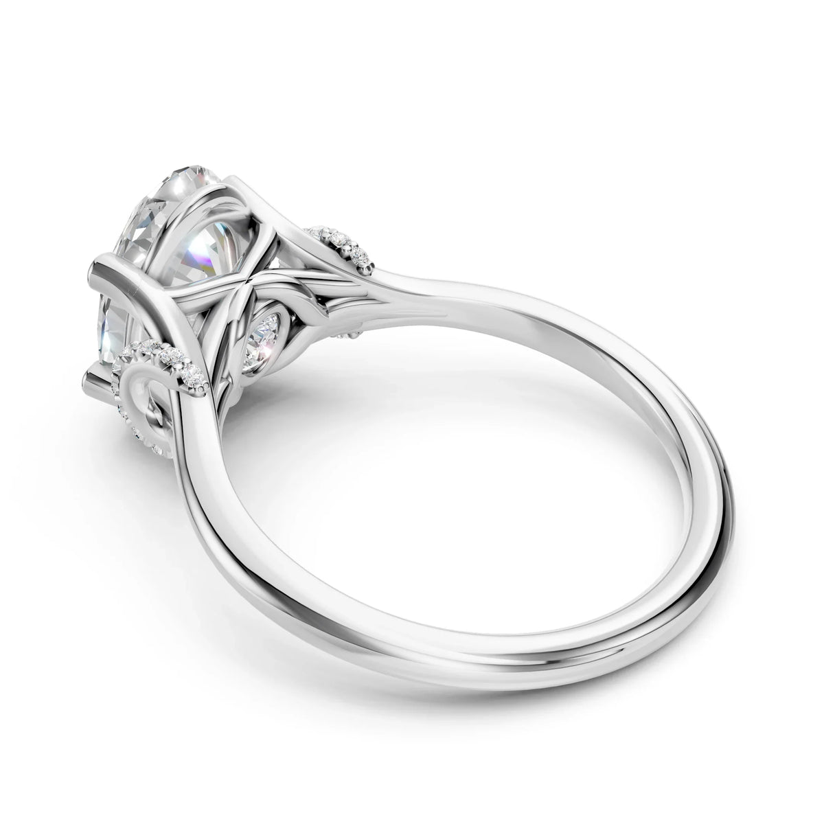 Oval lab diamond ring with split shank solitaire setting by Bel Viaggio Designs
