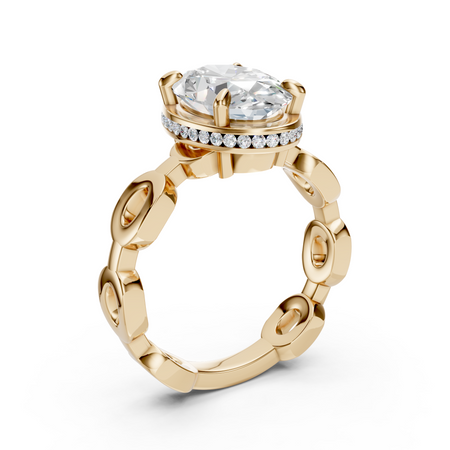 Bel Viaggio Designs oval lab diamond solitaire engagement ring with gold link band
