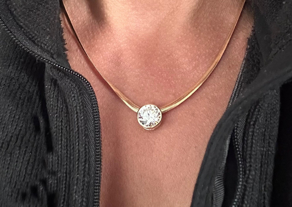 Lab Diamond Slide Pendant Necklace 3.70 CTW