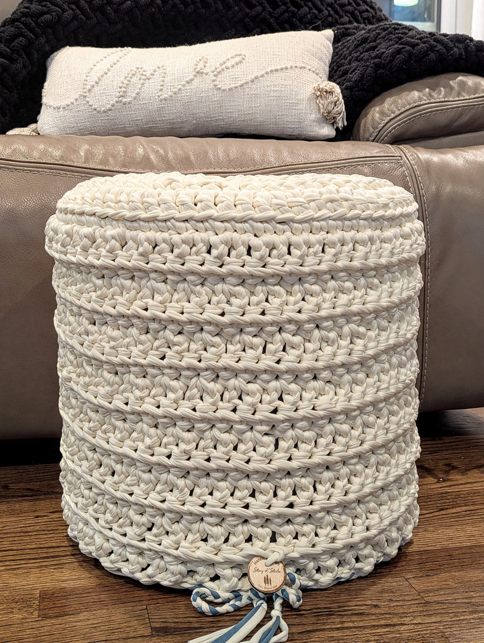 Farmhouse Ottoman, Ivory