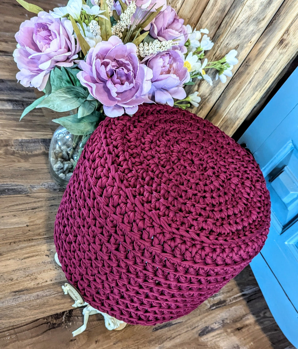 Farmhouse Foot Stool-Burgundy