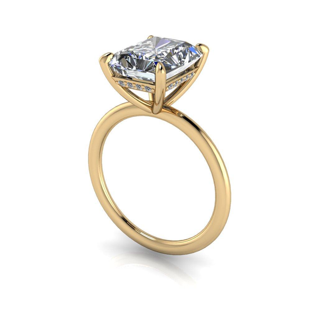 Radiant Lab Grown Diamond Engagement Ring Hidden Halo-bel viaggio designs