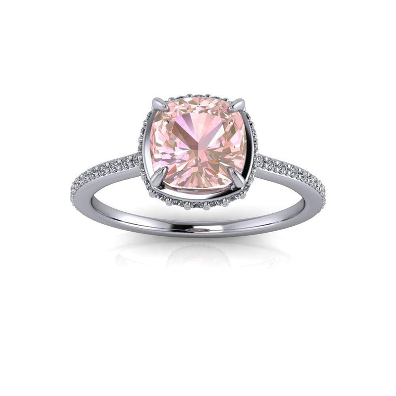 Order 3 Carat Round cut White Gold Morganite Engagement Ring Jeffrey 3.0  crt | GLAMIRA.com