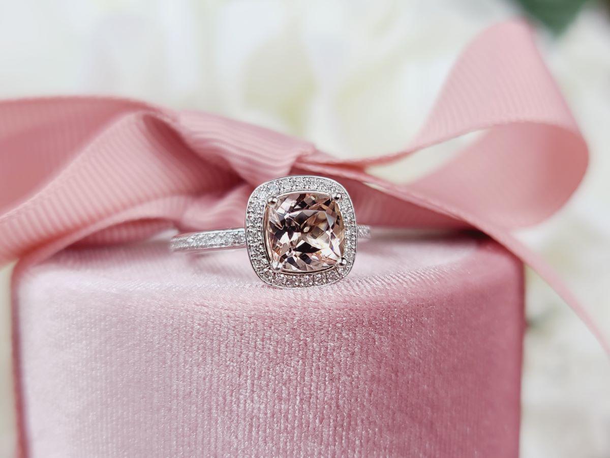 14 kt white gold Morganite Rings Bel Viaggio Designs, LLC