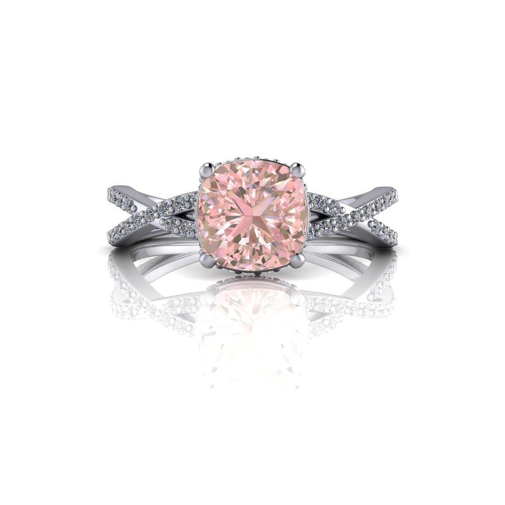 14 kt white gold Morganite Rings Bel Viaggio Designs, LLC