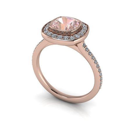 Morganite Engagement Ring Halo Ring - Bel Viaggio Designs