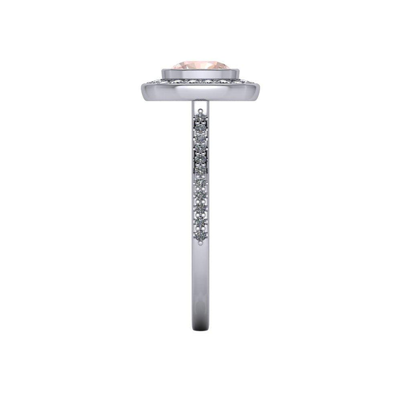 Morganite Engagement Ring Halo Ring - Bel Viaggio Designs