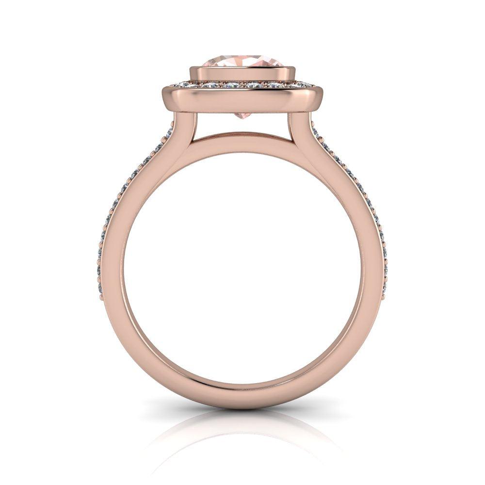 Morganite Engagement Ring Halo Ring - Bel Viaggio Designs