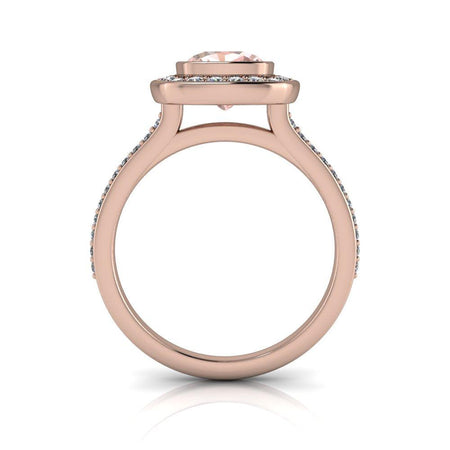 Morganite Engagement Ring Halo Ring - Bel Viaggio Designs