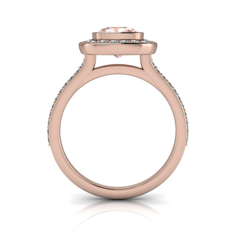 Morganite Engagement Ring Halo Ring - Bel Viaggio Designs