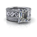 3.50 CTW Lab Grown Diamond Bridal Set Emerald Cut Colorless Moissanite Ring-Bel Viaggio Designs
