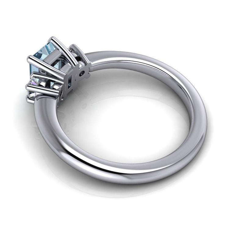 1.20 CT Emerald Cut Aquamarine & Diamond Engagement Ring-Bel Viaggio Designs