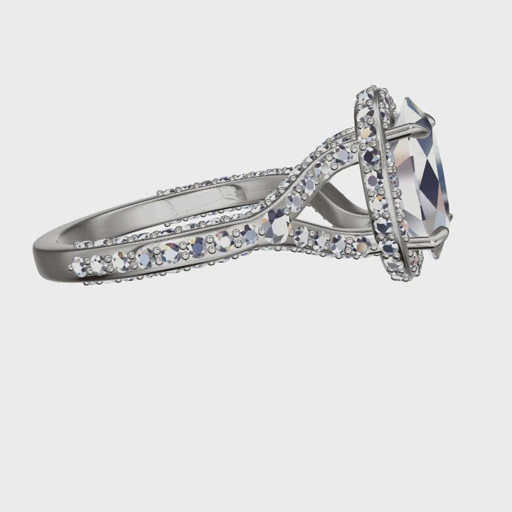 Oval Moissanite Engagement Ring Split Shank | Bel Viaggio