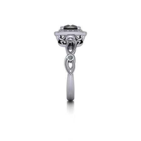 Black Diamond Engagement Ring Halo Setting - Bel Viaggio