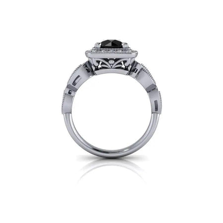 Black Diamond Engagement Ring Halo Setting - Bel Viaggio