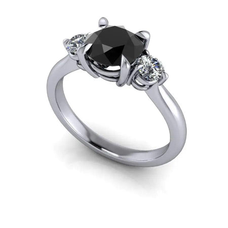 Black Diamond Engagement Ring Three Stone - Bel Viaggio