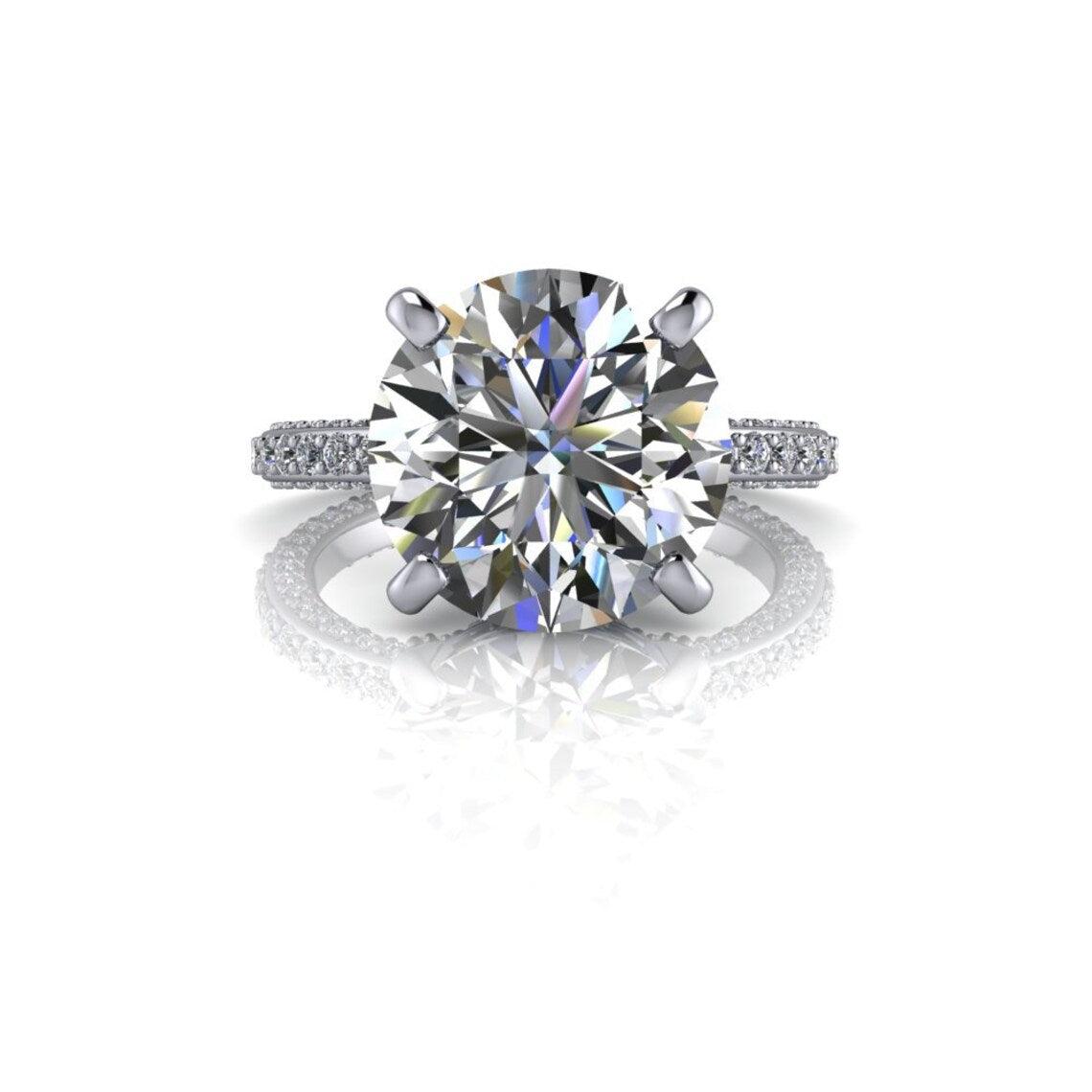 Hidden Halo Iced Out Moissanite Engagement Ring-Bel Viaggio