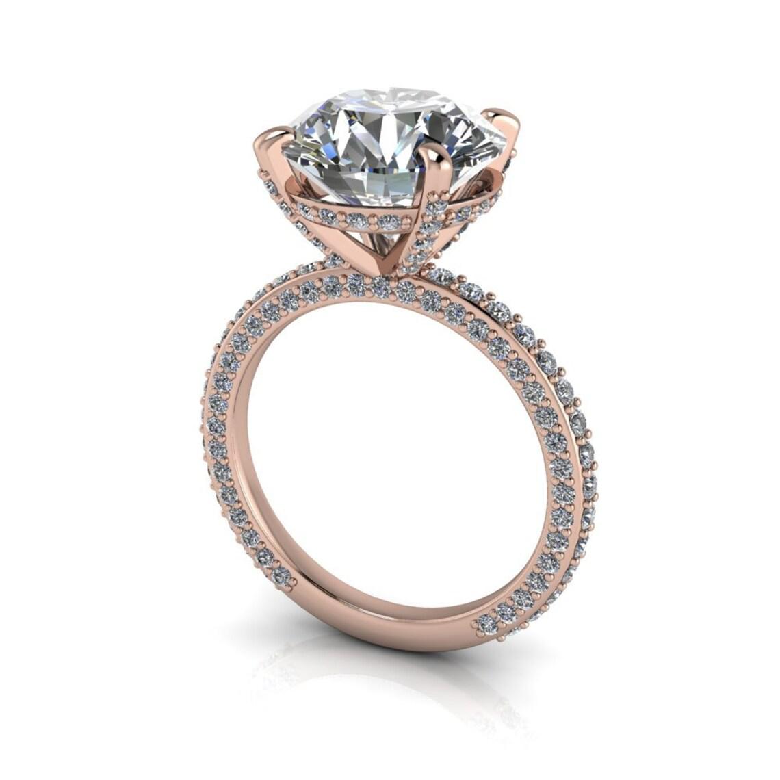 Hidden Halo Iced Out Moissanite Engagement Ring-Bel Viaggio