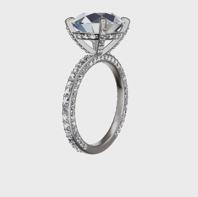 Hidden Halo Iced Out Moissanite Engagement Ring-Bel Viaggio