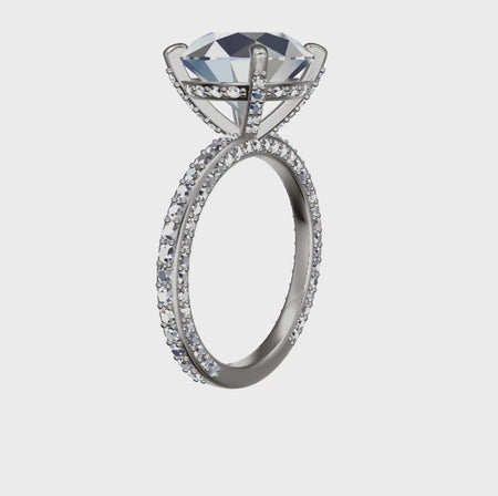 Hidden Halo Iced Out Moissanite Engagement Ring-Bel Viaggio