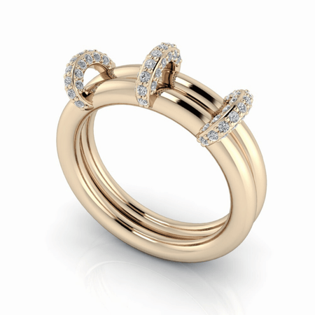 Diamond Connected Rings Stacking Bands by Bel Viaggio 