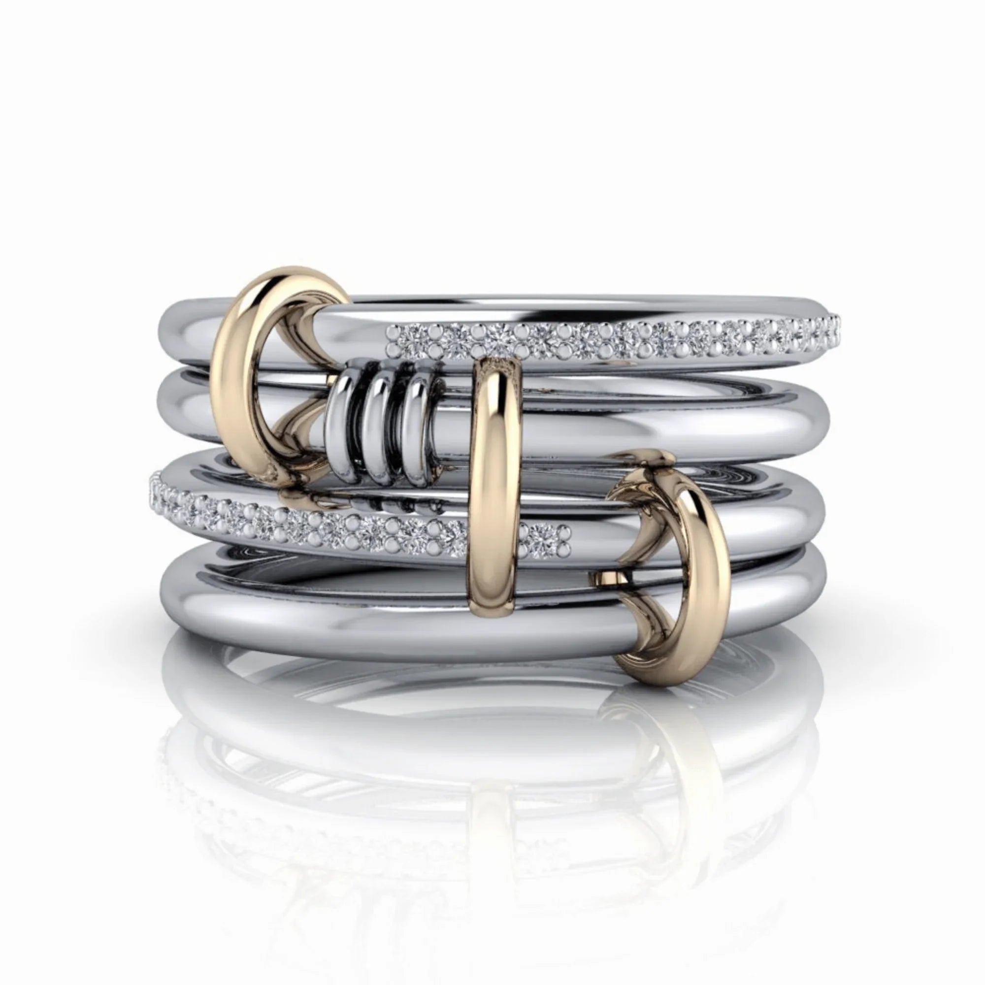 Multi-Band Ring Diamond Connected Rings-Bel Viaggio Designs – Bel ...