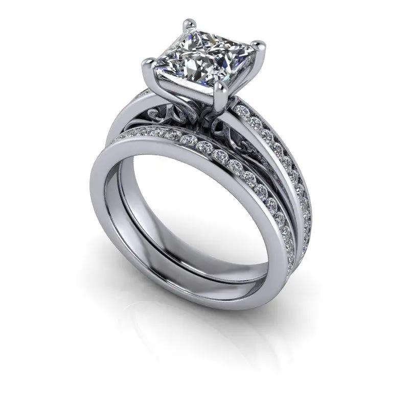 14 kt white gold bridal set Bel Viaggio Designs, LLC