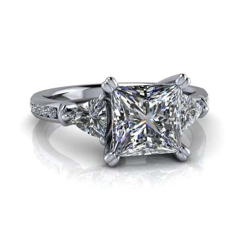 Princess Trillion Diamond Ring 18K White Gold Engagement Fancy Yellow -  Ruby Lane