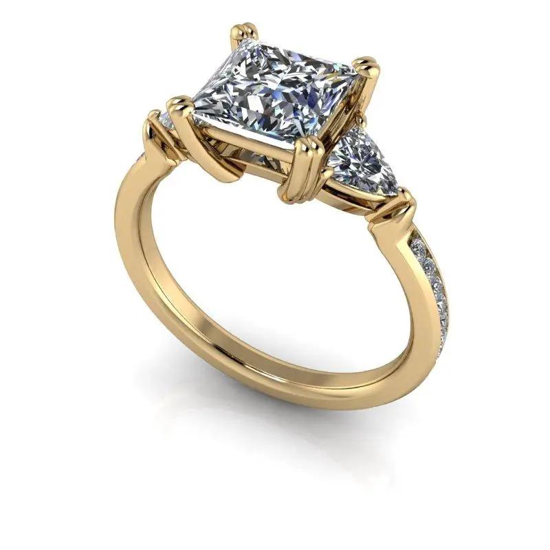 18ct White Gold 1.65ct Princess and Trillion Cut Diamond 3 Stone Ring