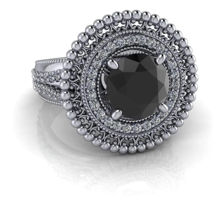 Black Diamond Engagement Ring Vintage Style 2.00 CTW – Bel Viaggio